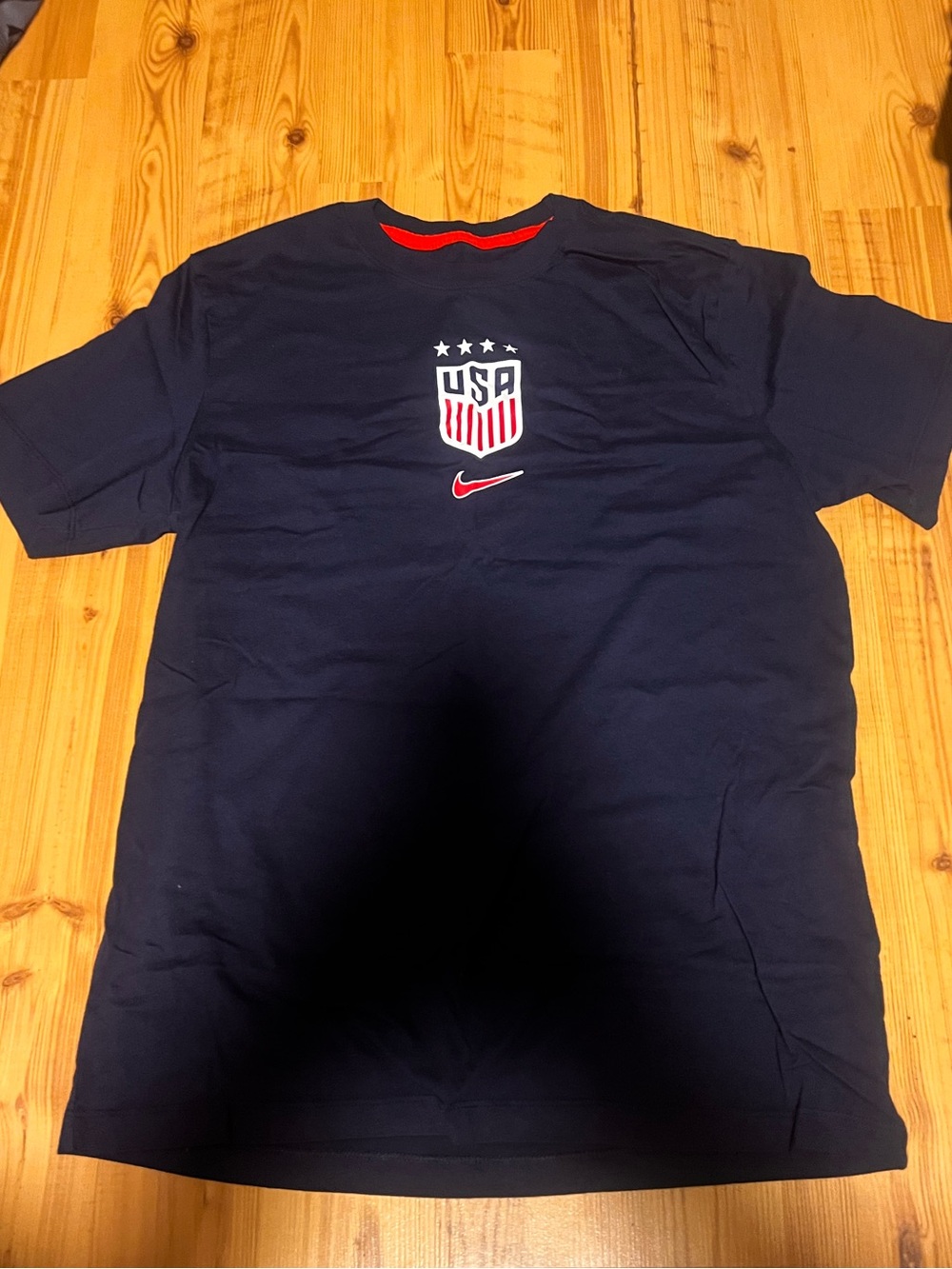 Nike Navy USA Crest Short Sleeve Tee with Red Accent